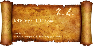 Kárpi Liliom névjegykártya